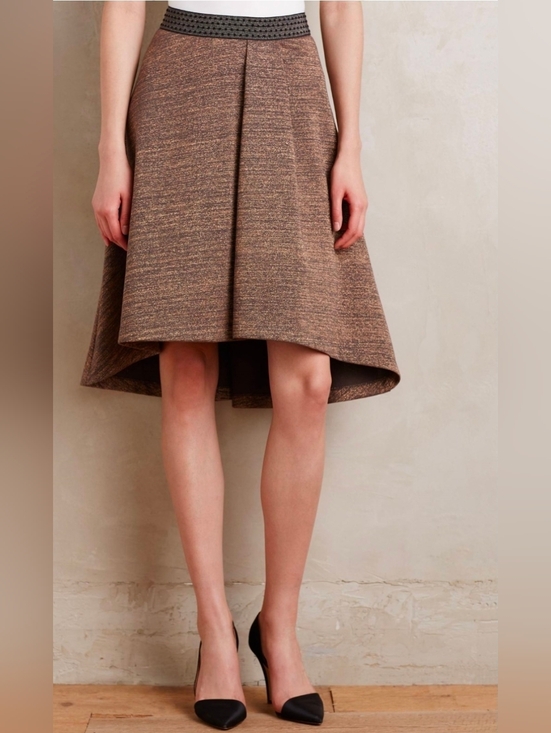 Anthropologie Dresses & Skirts - Anthropologie HD In Paris Skirt Metallic Gold High Low Pull-On Skirt Twee XSmall